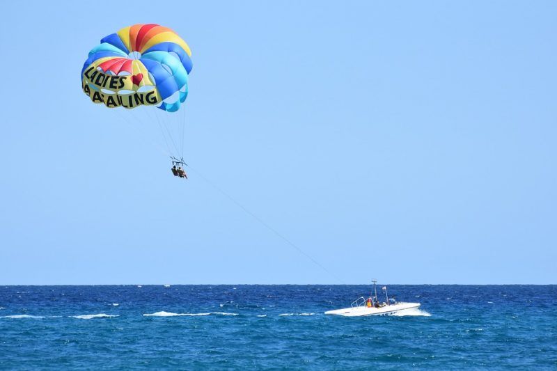 parasailing over ocean